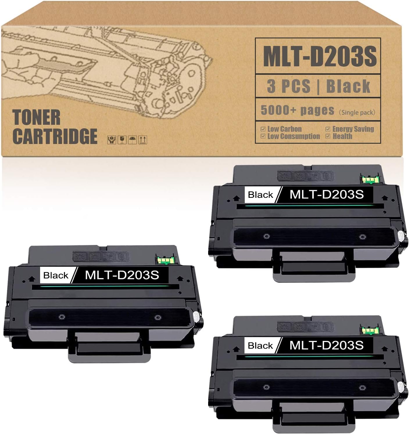 3 Pack Black Compatible Toner Cartridge D855