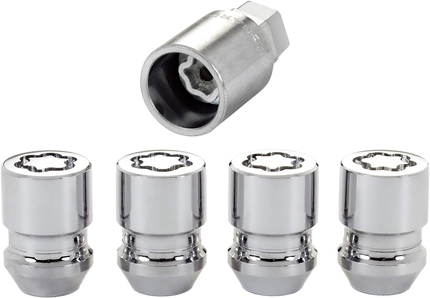 Chrome Cone Seat Wheel Locks (M12 x 1.25 Thread Size) - 4 Locks / 1 Key O771073