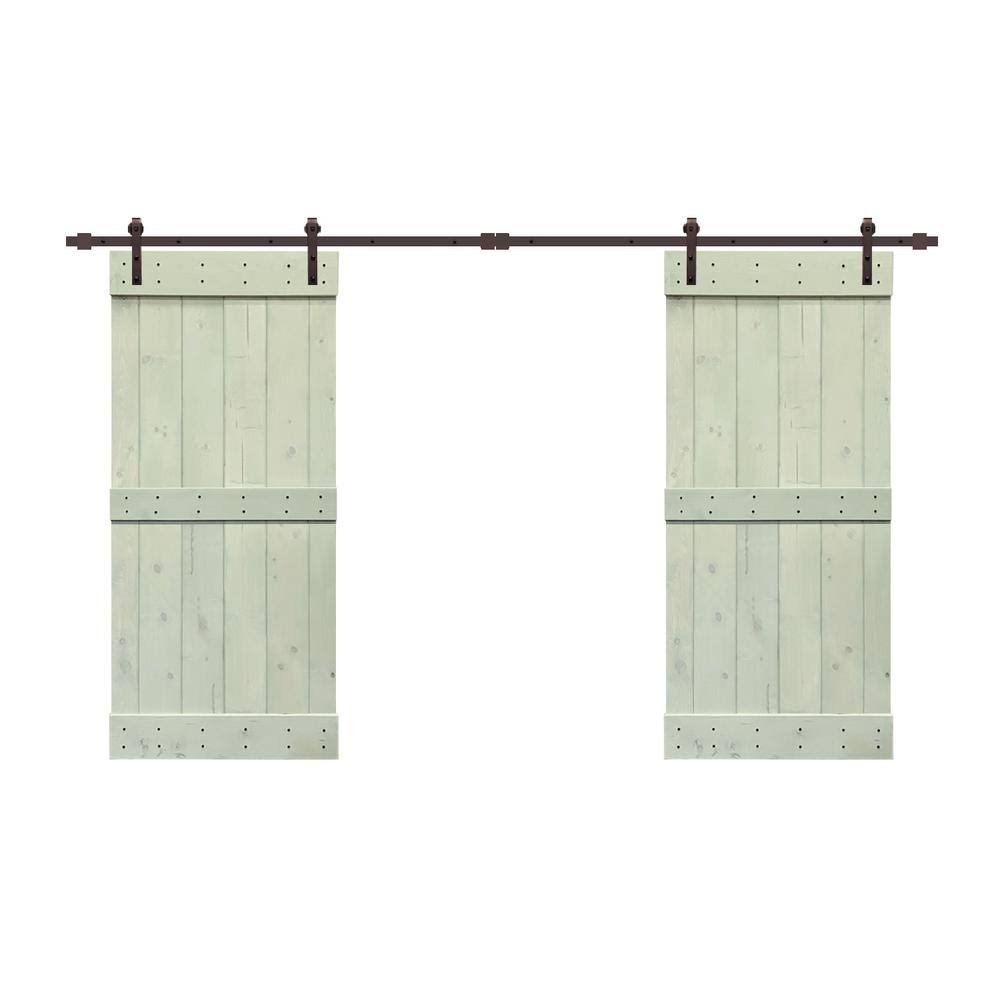 Sage Green Double Barn Door with Hardware Kit U96102