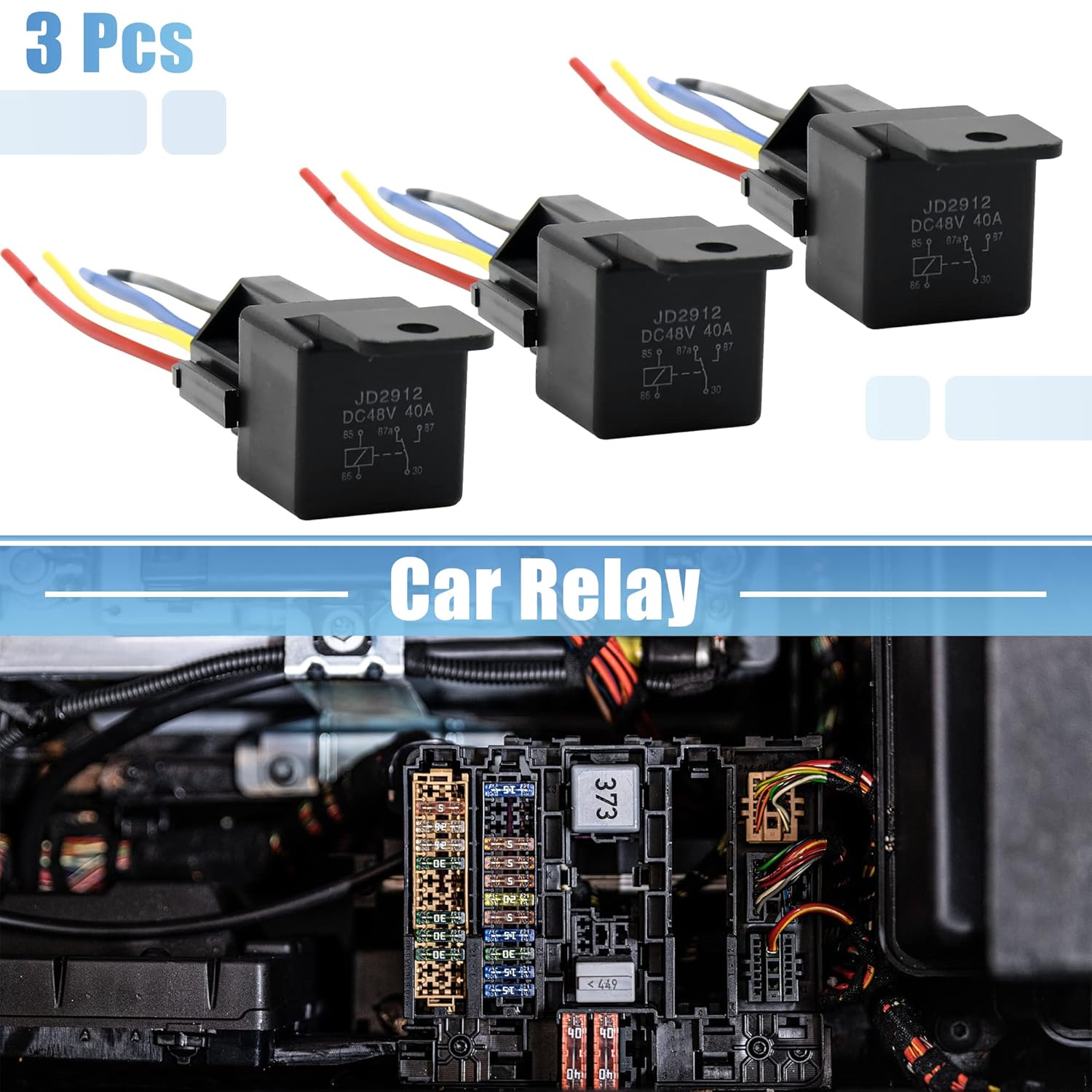 5 Pin DC 48V 40A Car Motor Fuse Relay Switch with Harness D4897
