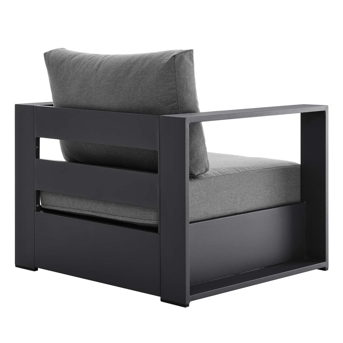 Powder-Coated Aluminum Armchair in Gray Charcoal A35417