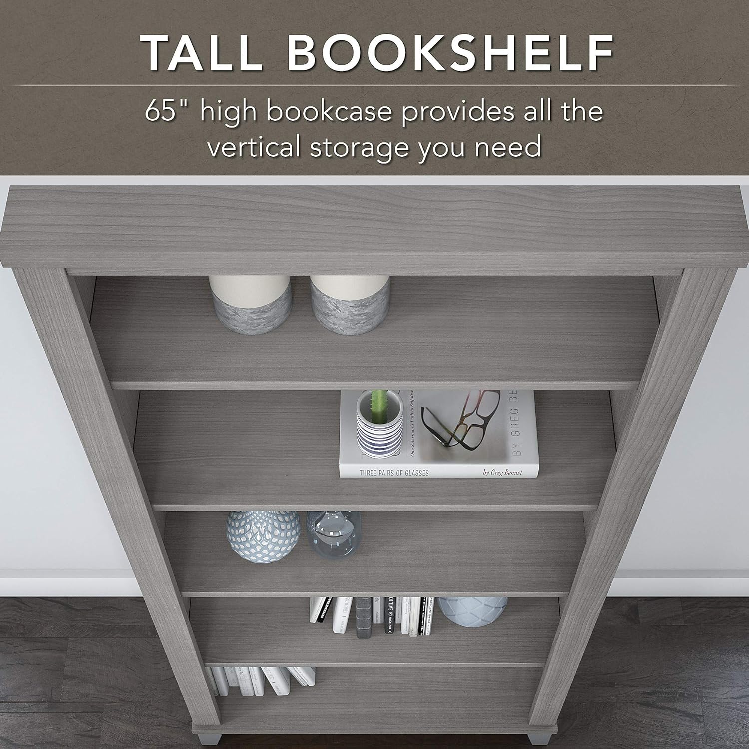 Platinum Gray 5 Shelf Bookcase U8816