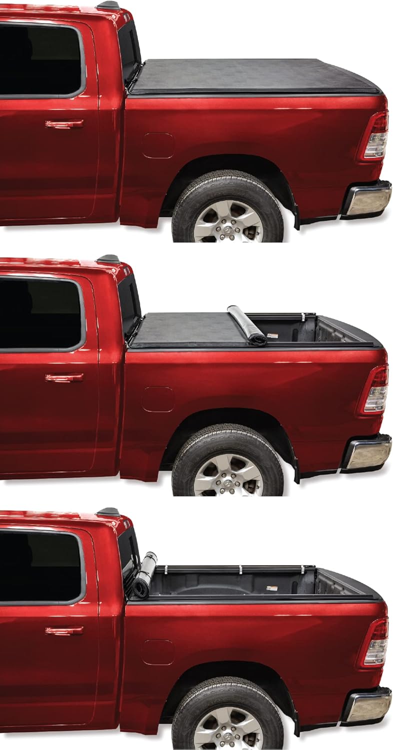 Soft Roll Up Truck Bed Tonneau Cover for 2015 - 2022 Ford F150 6.6’ Bed (Black) U47258