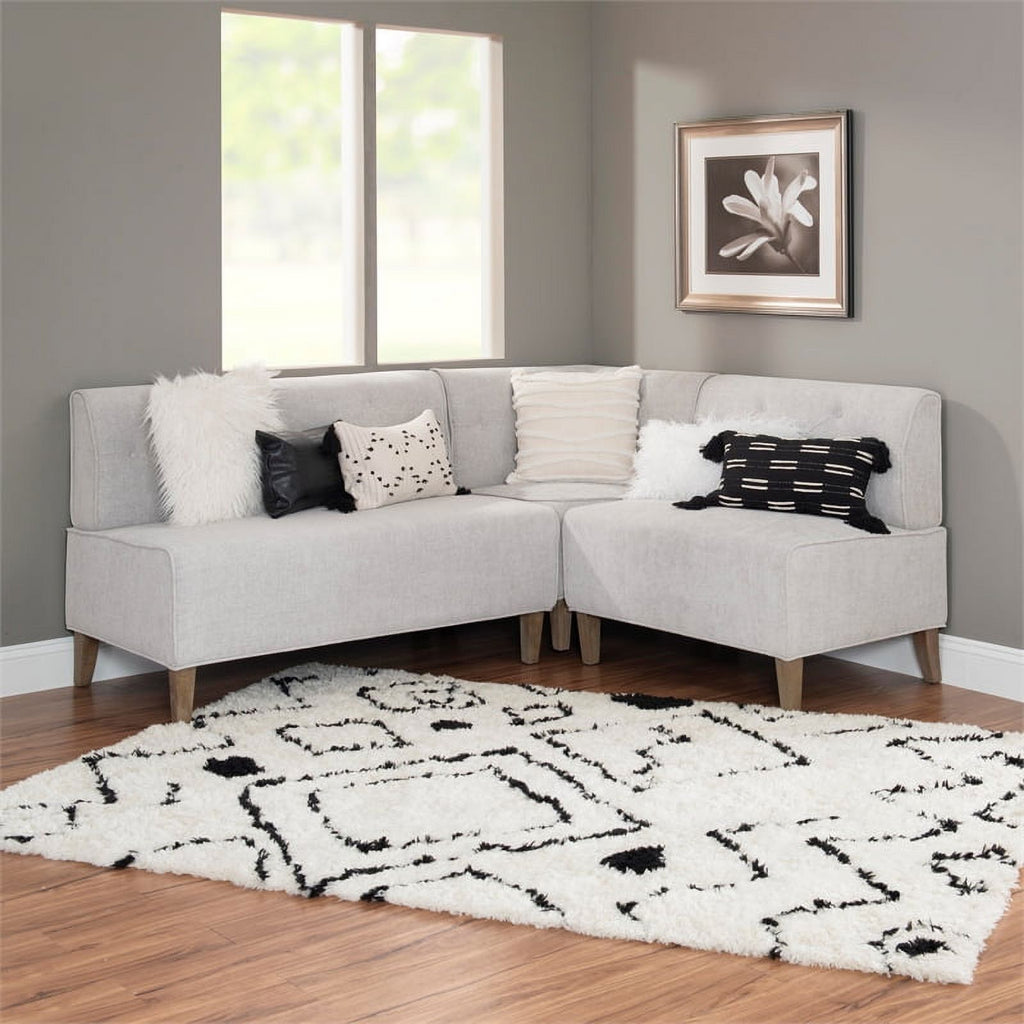 Light Gray Wooden Upholstered Corner Nook X7974