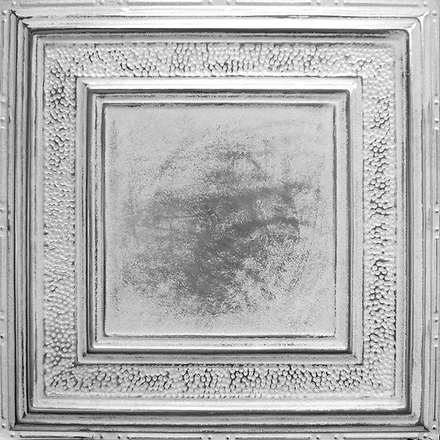 Silver Washed White Metal Ceiling Tiles 5-Pack X63109