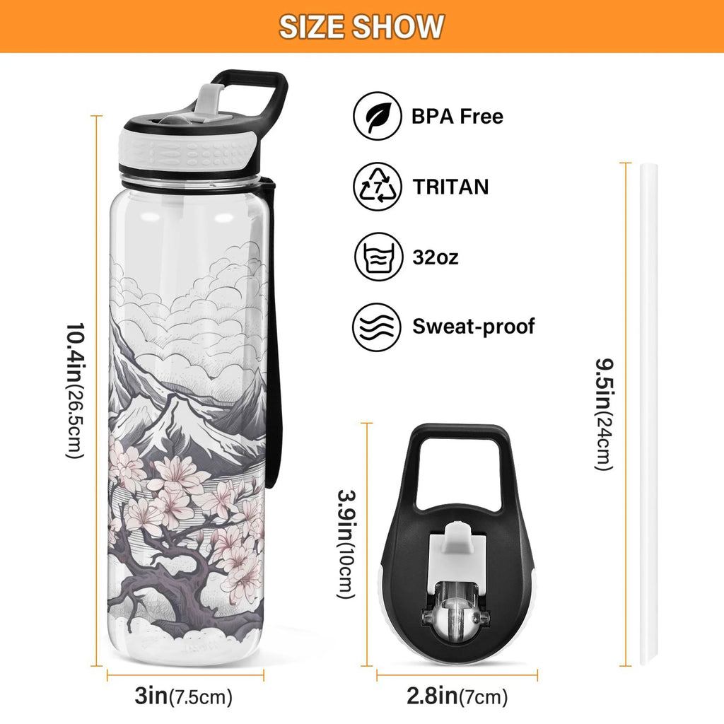 32oz Clear Tritan Water Bottle with Straw T25485