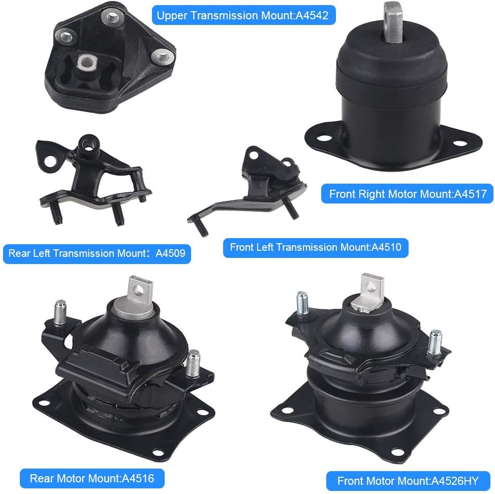 6Pcs Engine Motor Mount Transmission Mount for Honda Accord 2.4L 2003-2007 R4849