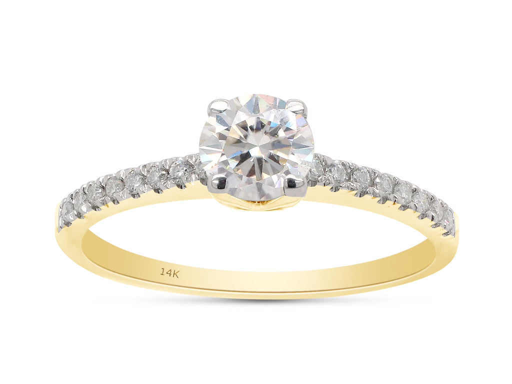 14K Solid Yellow Gold Solitaire Engagement Ring with 1/2 ct. t.w Round Cut Lab Created Moissanite R6624