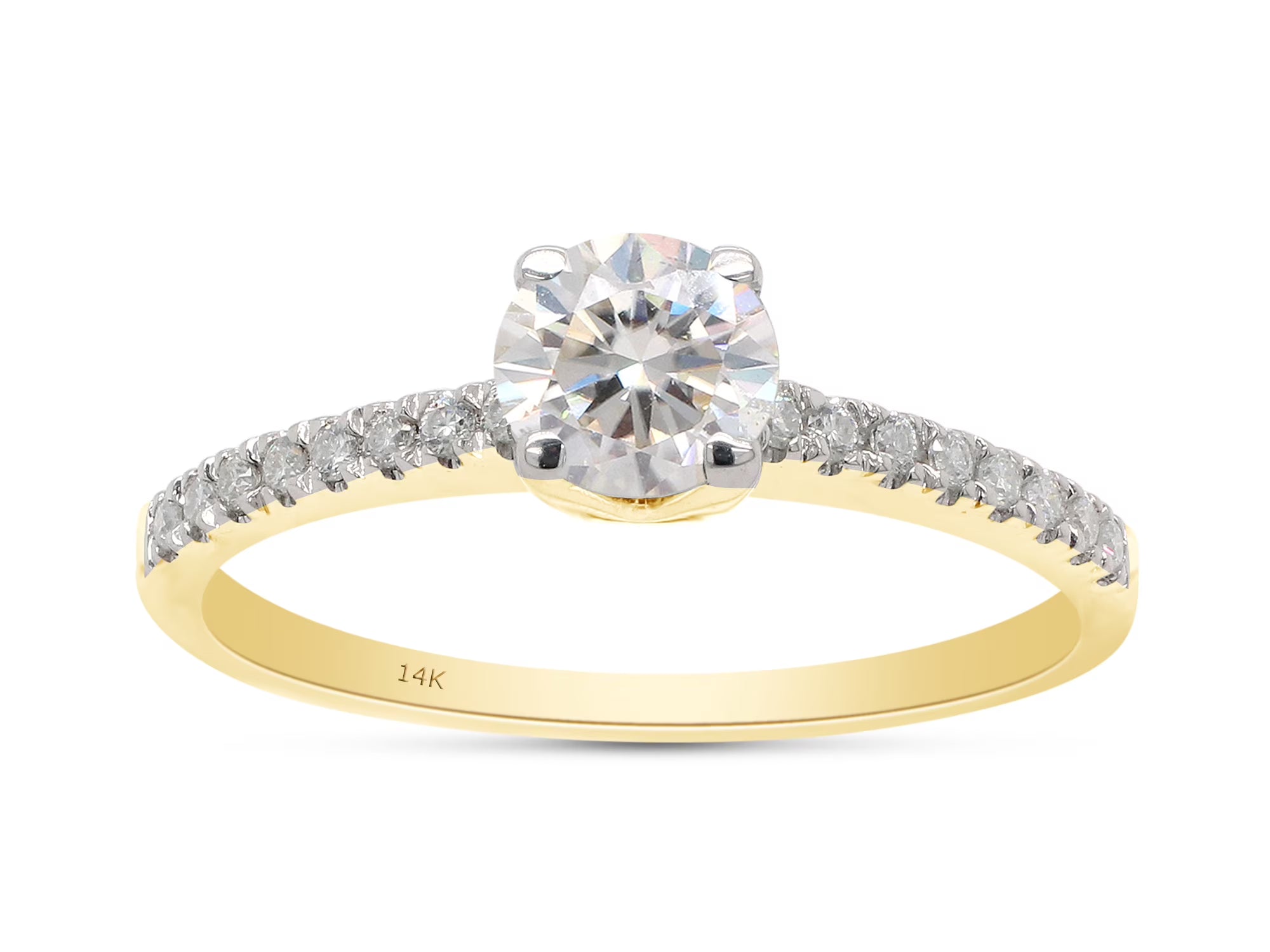 14K Solid Yellow Gold Solitaire Engagement Ring with 1/2 ct. t.w Round Cut Lab Created Moissanite R6624