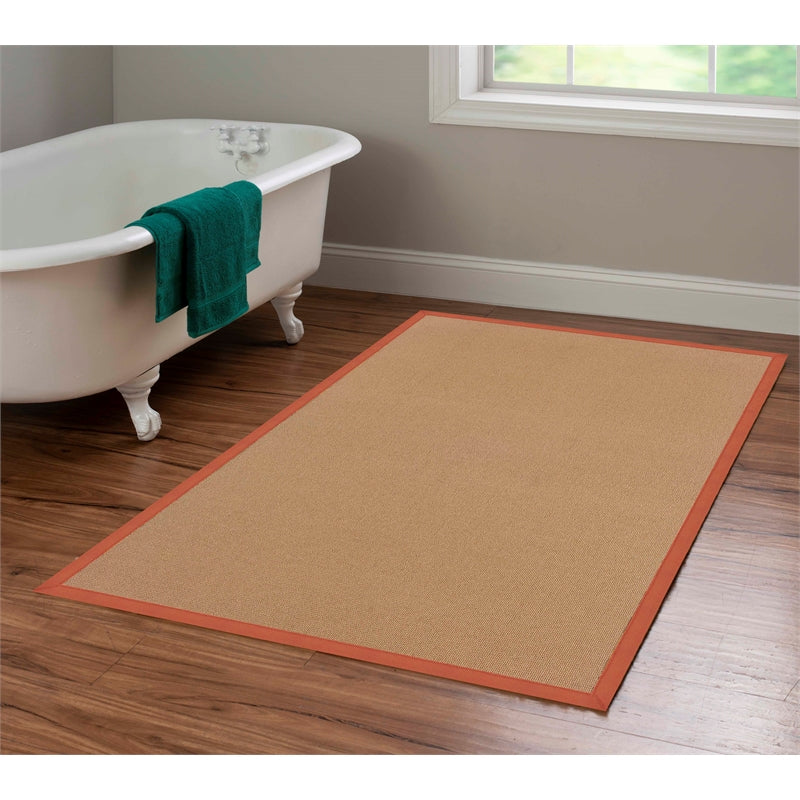 Machine Tufted Wool 4'x6' Rug in Cork Brown and Burnt Orange Z648503