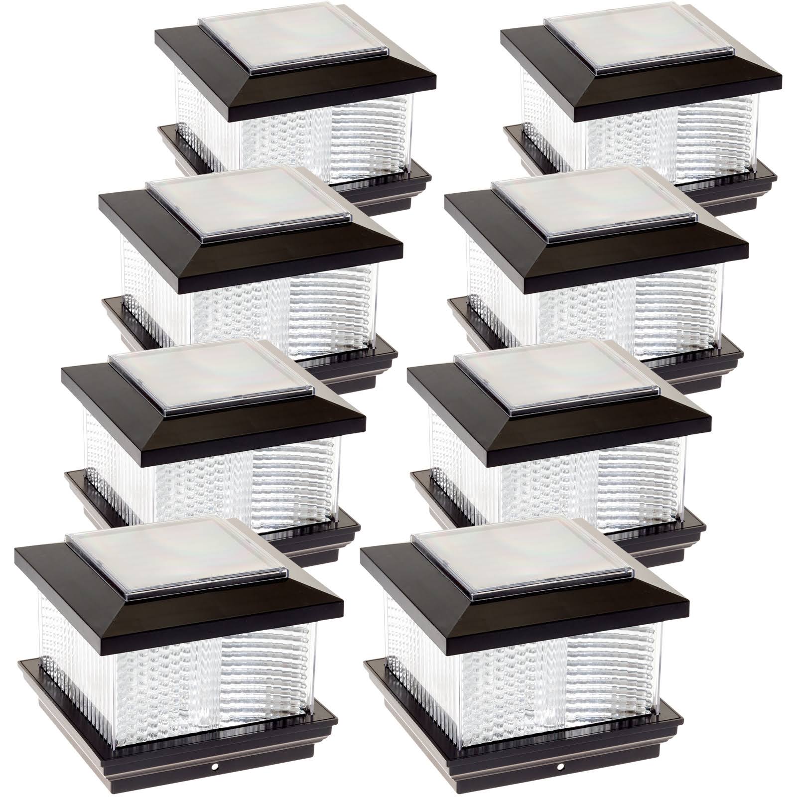 Black 8 Pack Solar LED Post Cap Light P65467