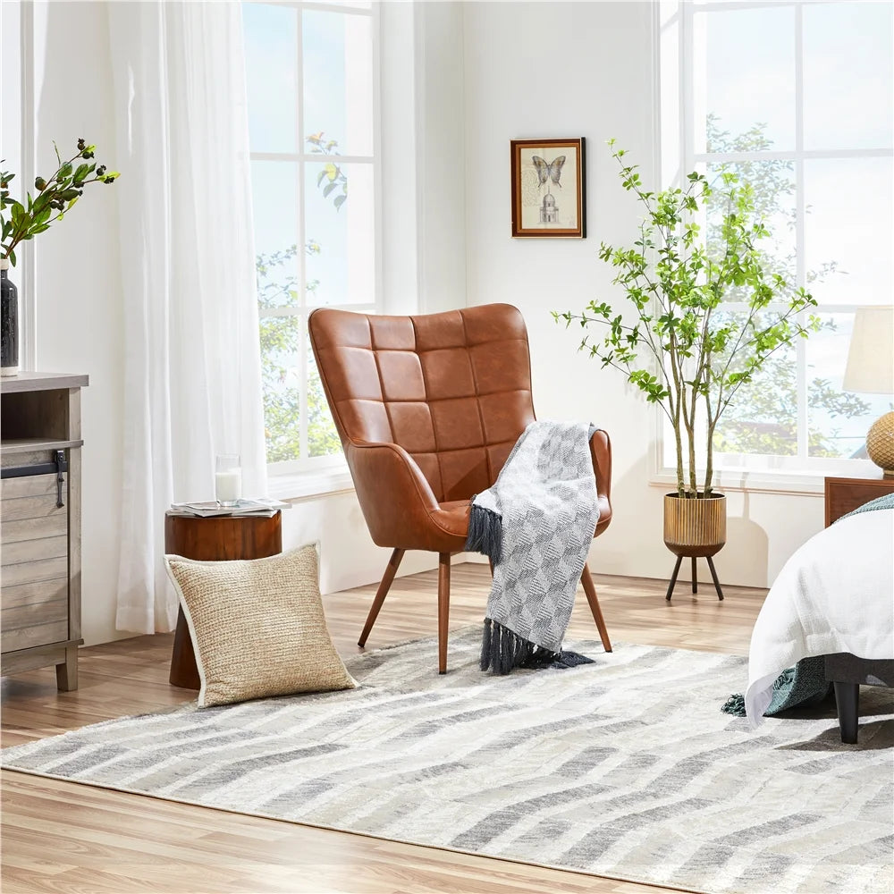 Brown Faux Leather Chair S884053