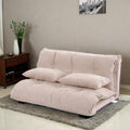 Beige Adjustable Folding Futon Sofa with Two Pillows B8010