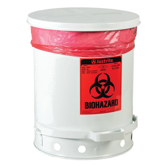10 Gallon Red Biohazard Waste Can D422