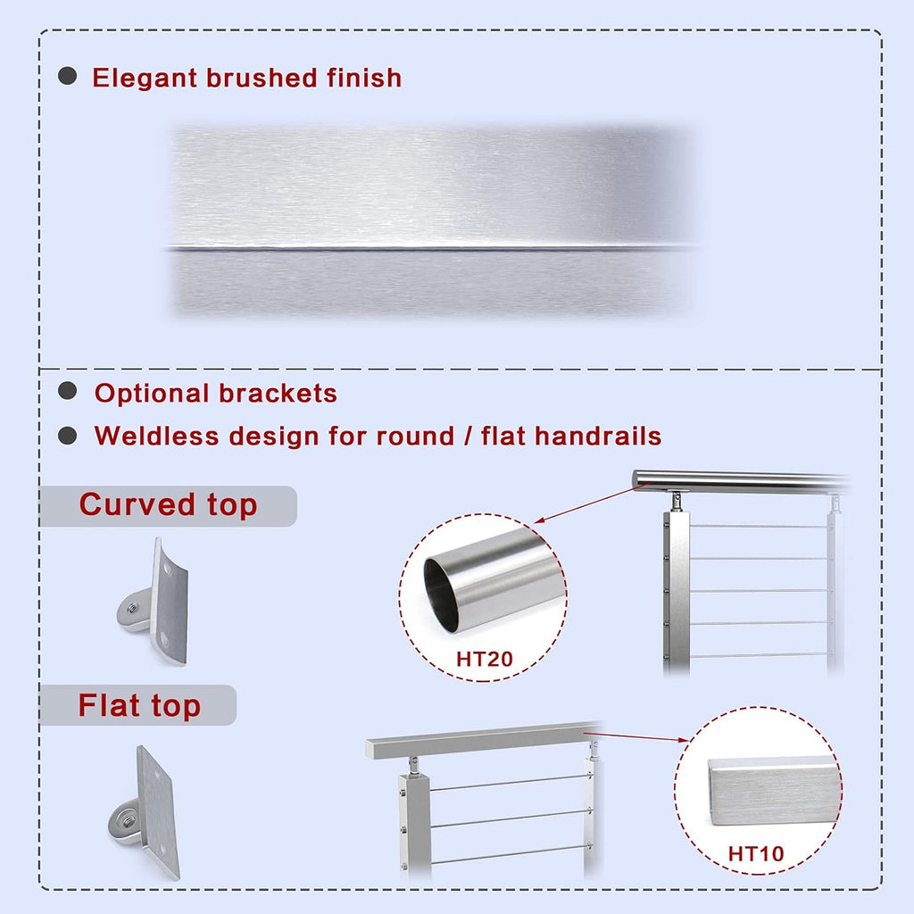 4pack Stainless Steel Brushed Cable Railing Post W2100