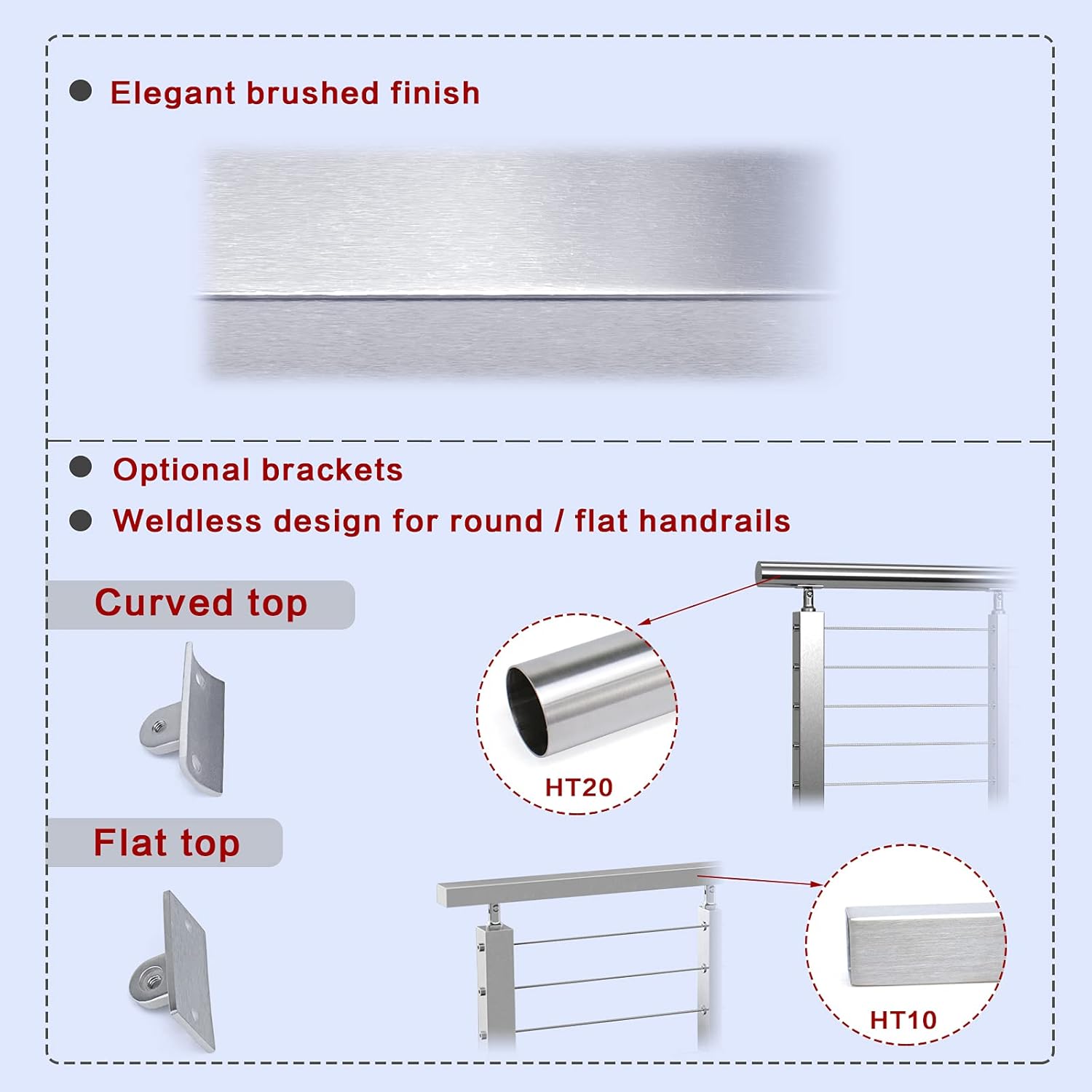 4pack Stainless Steel Brushed Cable Railing Post W2100