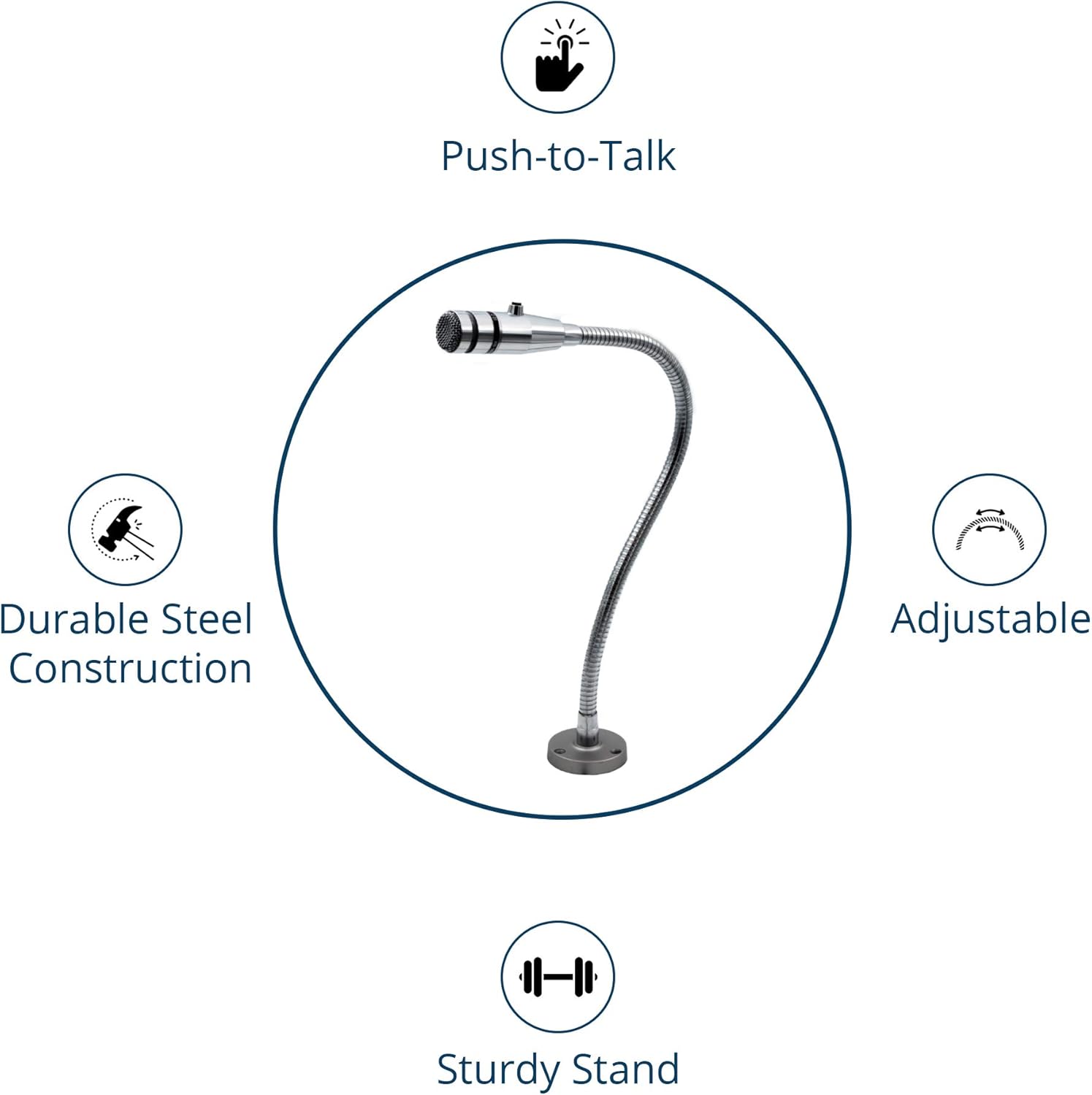 Cardioid Dynamic Low Z Microphone with 18 Inch Gooseneck and Push-to-Talk Switch I477350