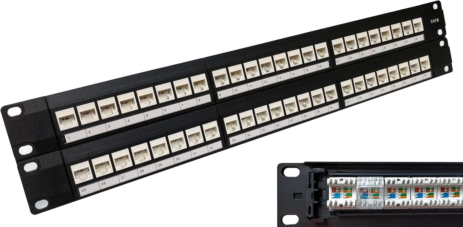 48-Port CAT6A Unshielded 2U Patch Panel C3368