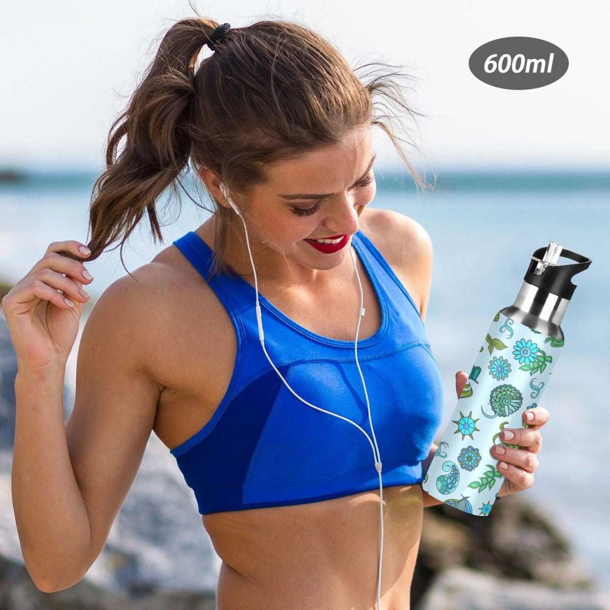 20 oz Insulated Stainless Steel Water Bottle with Straw Lid A57146