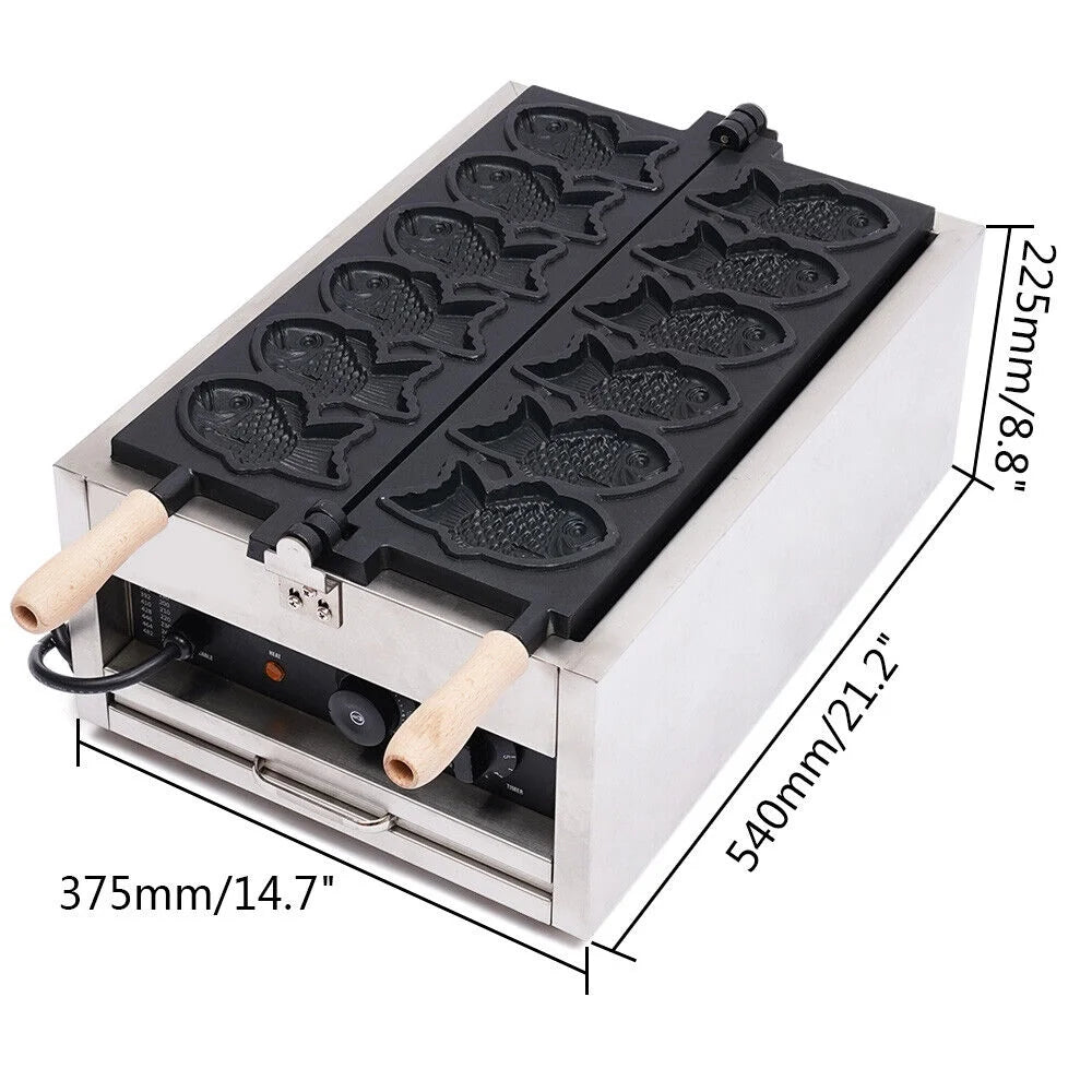 Nonstick Stainless Steel Fish Shape Waffle Iron Baker Machine Y9687