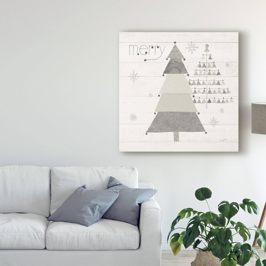 Christmas Patchwork Neutral Canvas Art V4586
