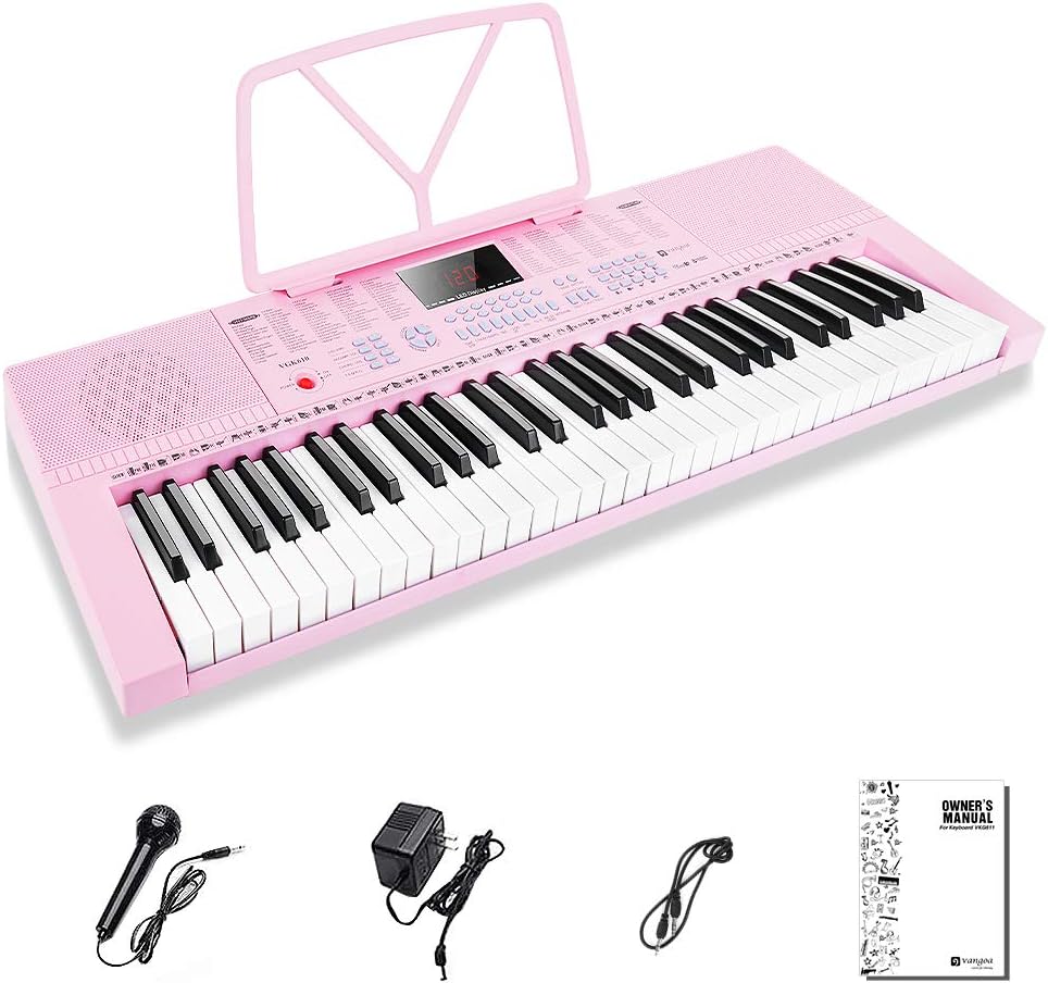61 Lighted Full-size Keys Electronic Keyboard Piano with Stand and Bench P93764