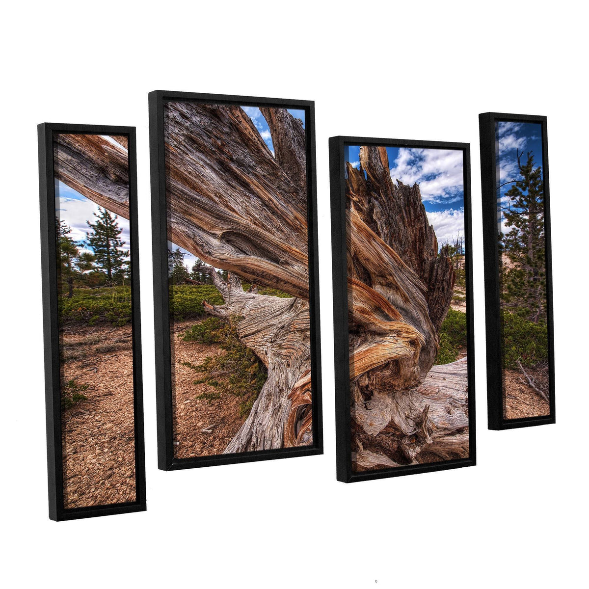 4-Piece Floater Framed Canvas Staggered Set - Blue - 24x36 X399