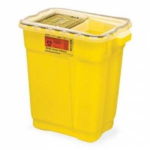 9 Gal Yellow Hinged Top Sharps Collector N685