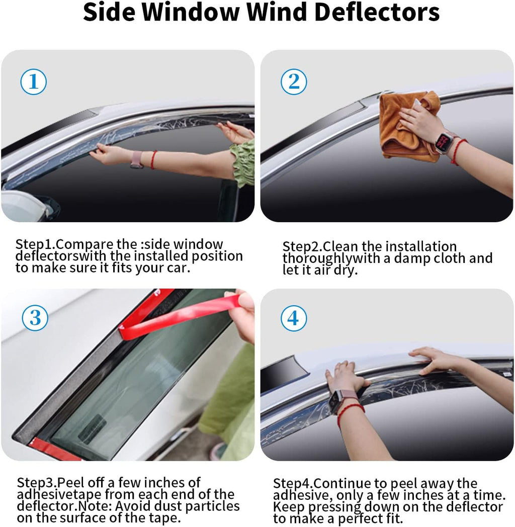 Tape-On Rain Guards Vent Visors Side Window Deflectors Dark Smoke 4-Piece Set P127