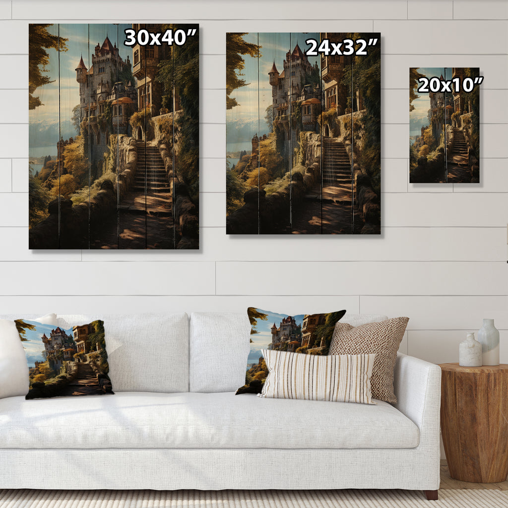 Natural Pine Wood Cityscapes Print P5001