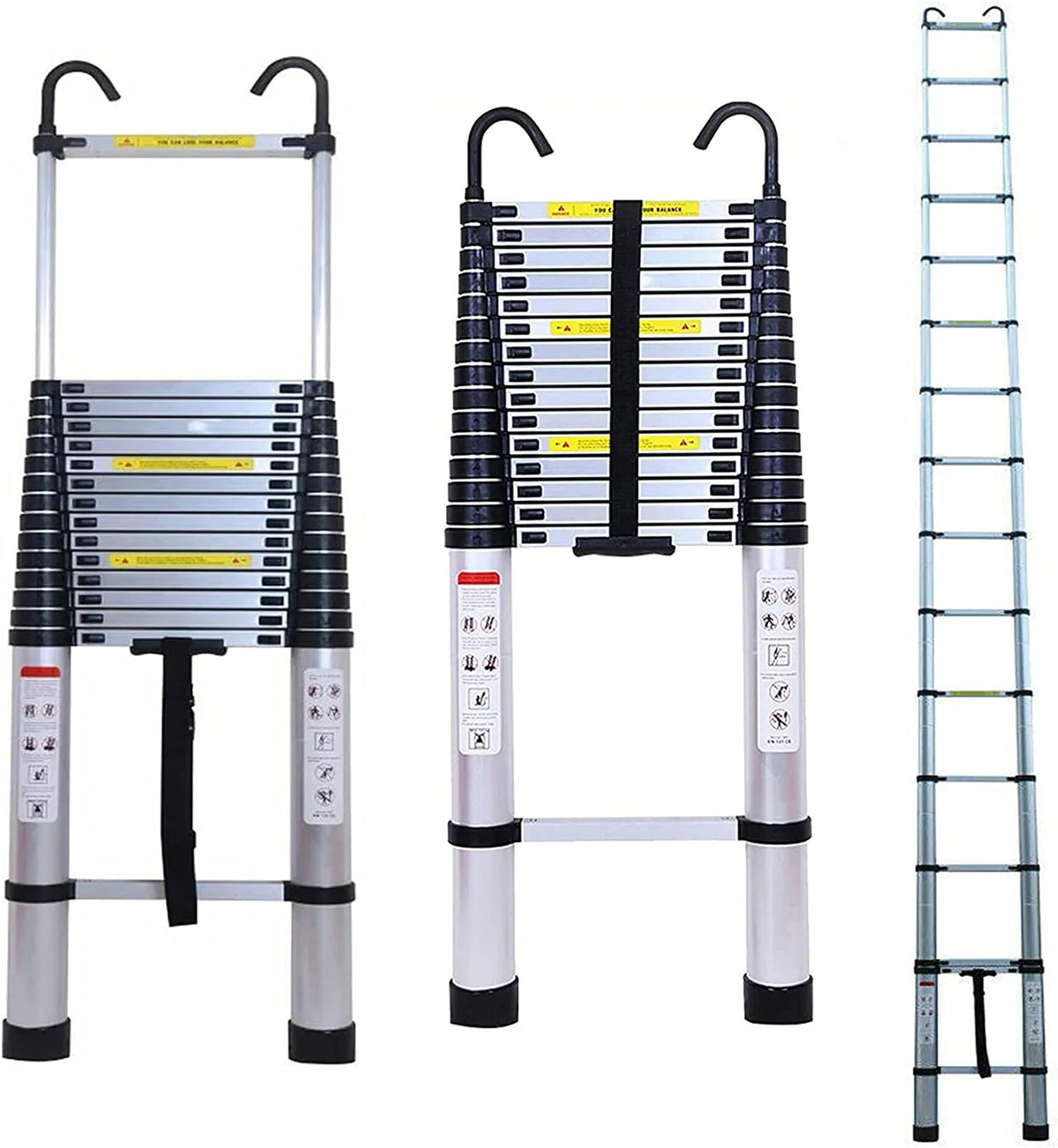 Telescopic Ladder 20.34 ft Extension Ladder with Detachable Hook Heavy Duty Aluminum Multi-Ladder Button Retraction, 330lbs Max Capacity N141