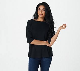 Black Ribbed Knit Top Q737922