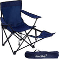 Portable Camping Chair with Footrest Mesh Folding Reclining Chair Steel Frame Padded Arm Chair Q93713