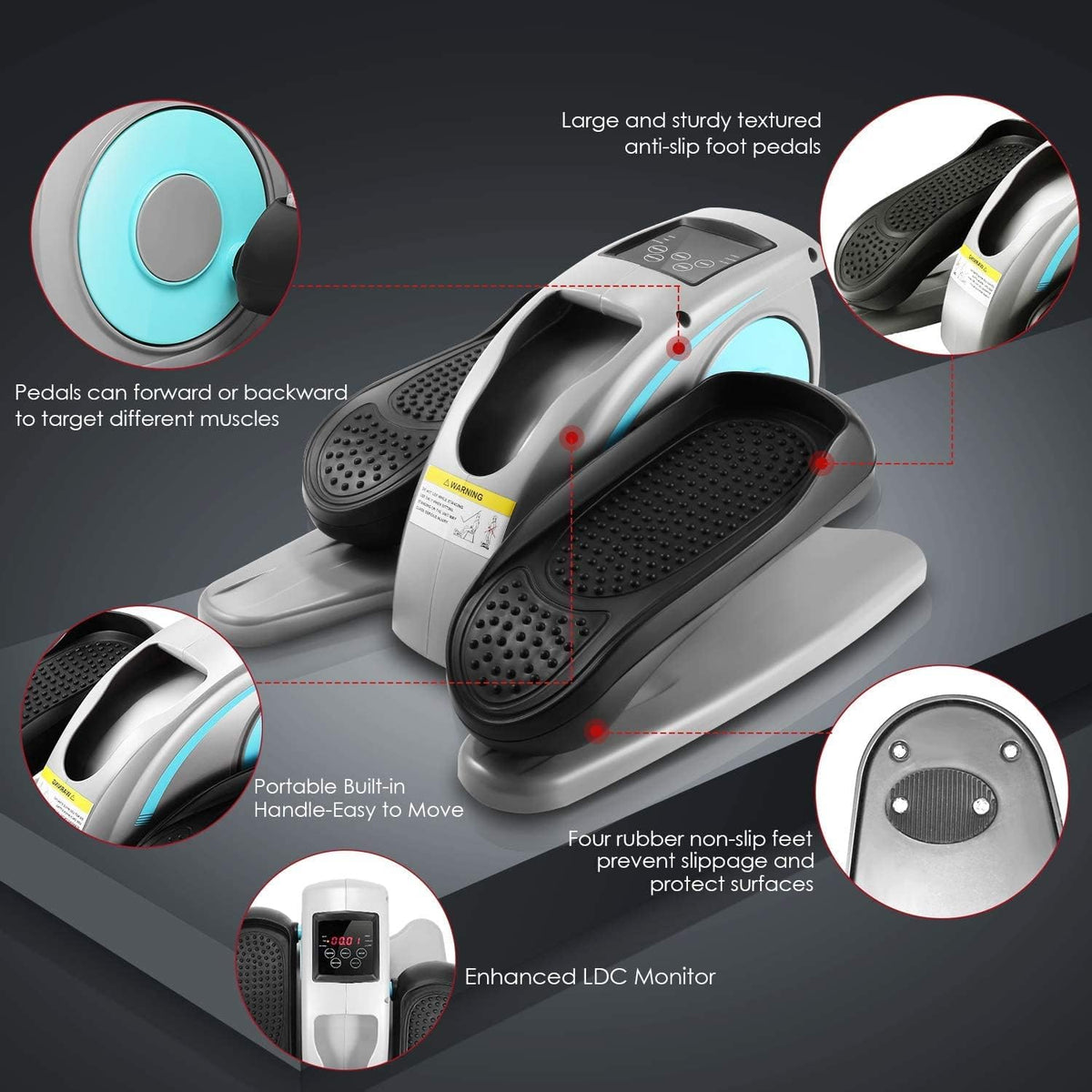 Under Desk Electric Mini Elliptical Machine with Remote Control X952921