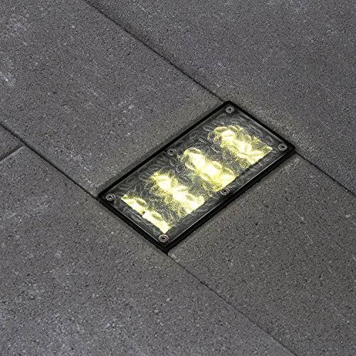 Solar Brick Landscape Path Light, 8x4 Recessed Polyresin Paver, 12 Warm White LEDs X8117