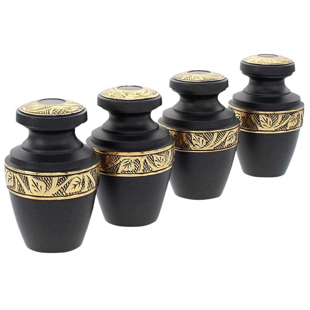 Set of 4 Black Small Keepsake Urn U840