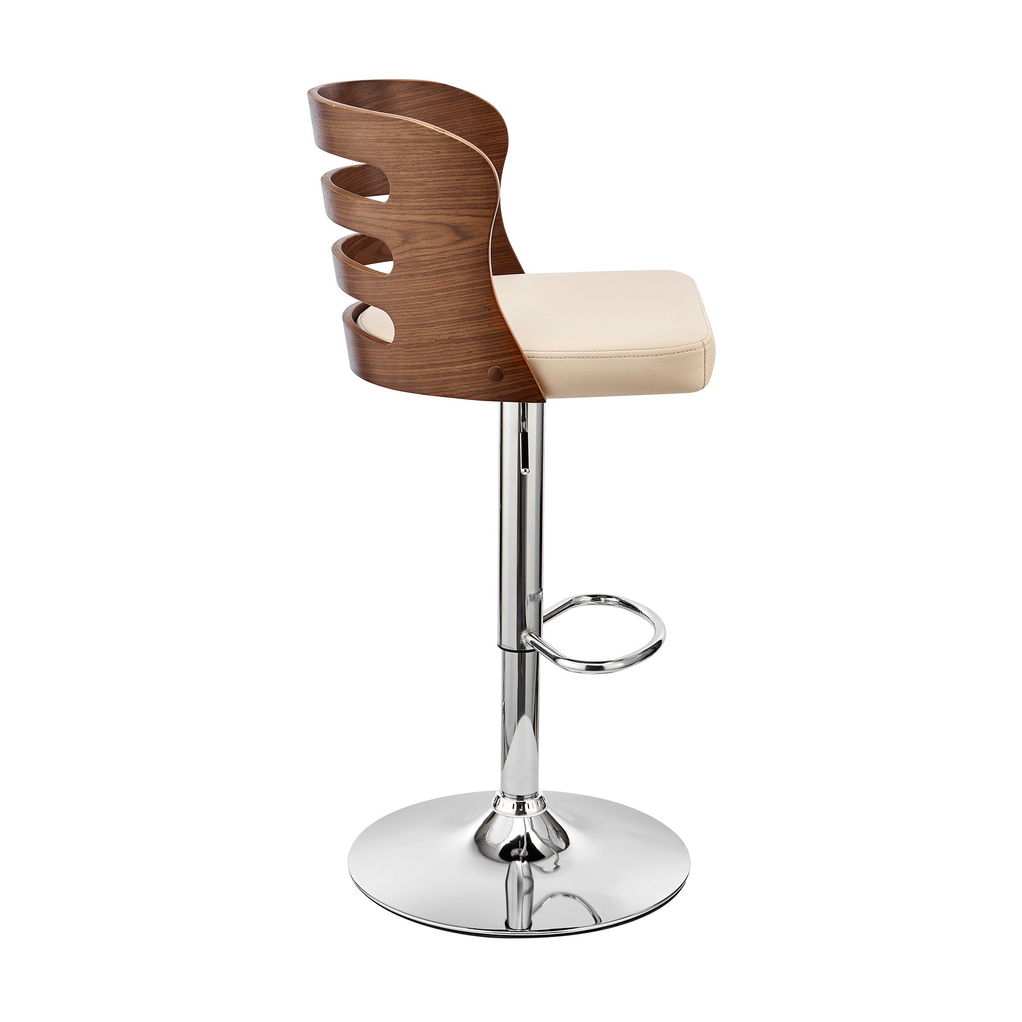 Cream Upholstered Chrome Base Adjustable Swivel Bar Stool P843