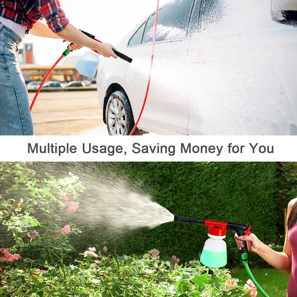 Car Wash Foam Sprayer Nozzle Kit with 1 Liter Bottle Universal Connectors X773490