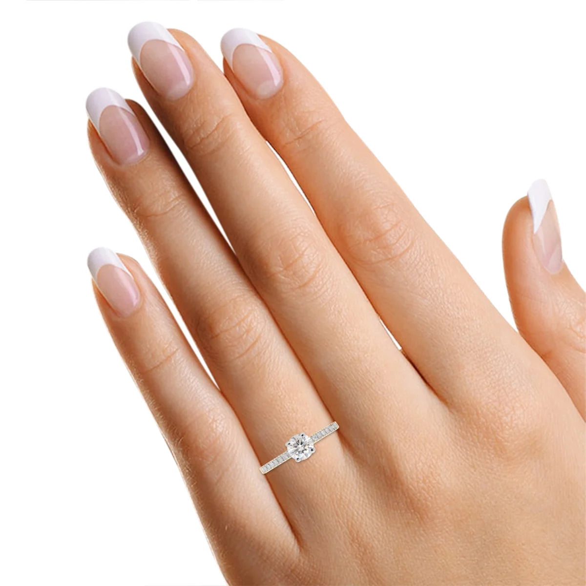 14K Solid Yellow Gold Solitaire Engagement Ring with 1/2 ct. t.w Round Cut Lab Created Moissanite R6624