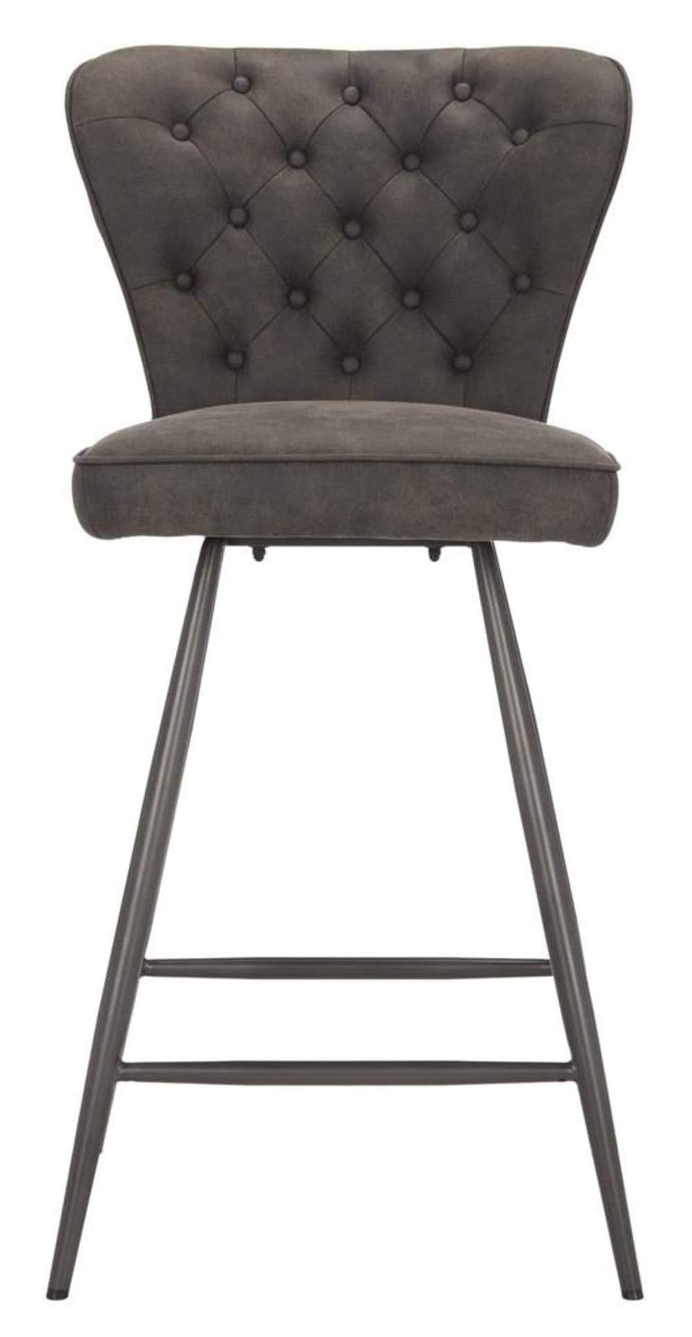 Camel Leather Tufted Swivel Counter Stool Set of 2 Z8254