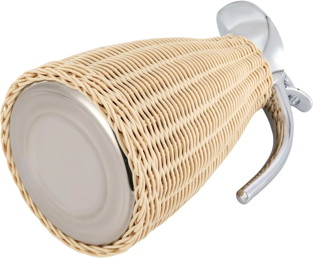 Beige Rattan Double Walled Vacuum Insulated Coffee Jug D492