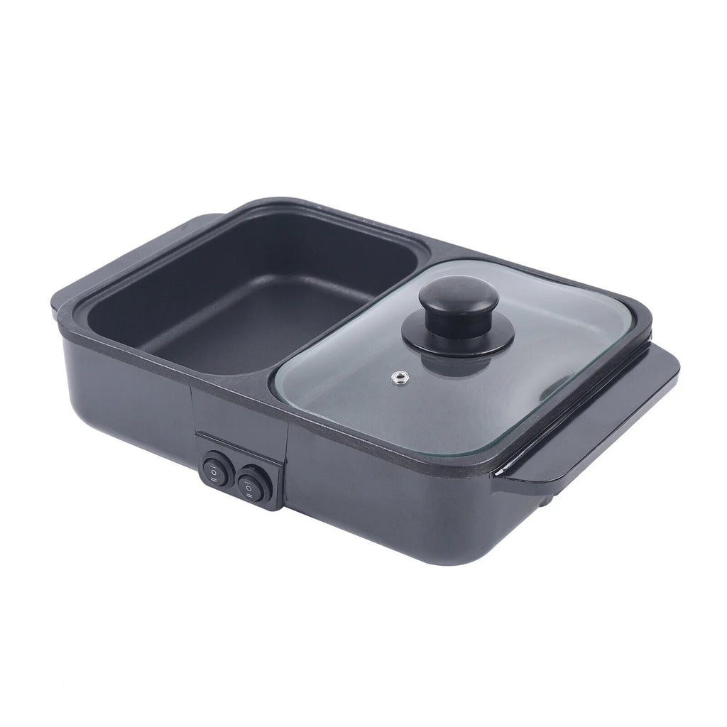 2-IN-1 Electric Hot Pot BBQ Grill Smokeless Cooking Pan 1200W A750
