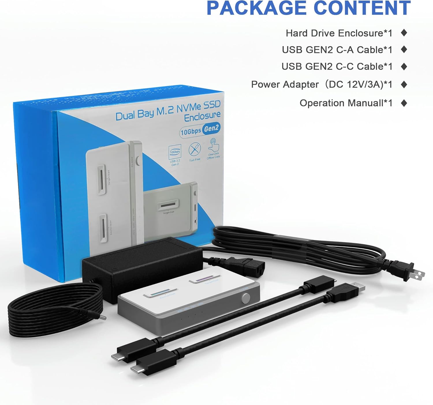 M.2 NVMe Dual-Bay Docking Station with Offline Clone Function Z8740