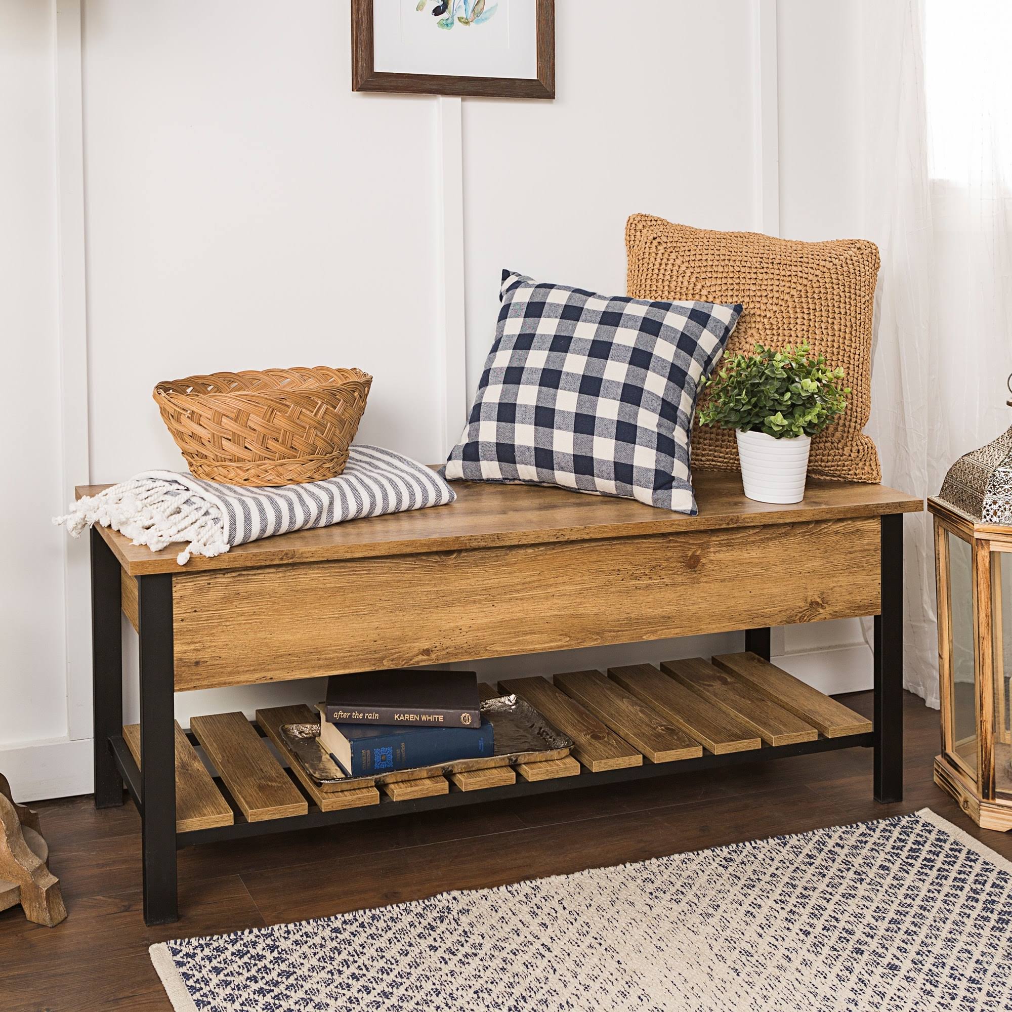 Dark Walnut Lift-Top Storage Bench H931