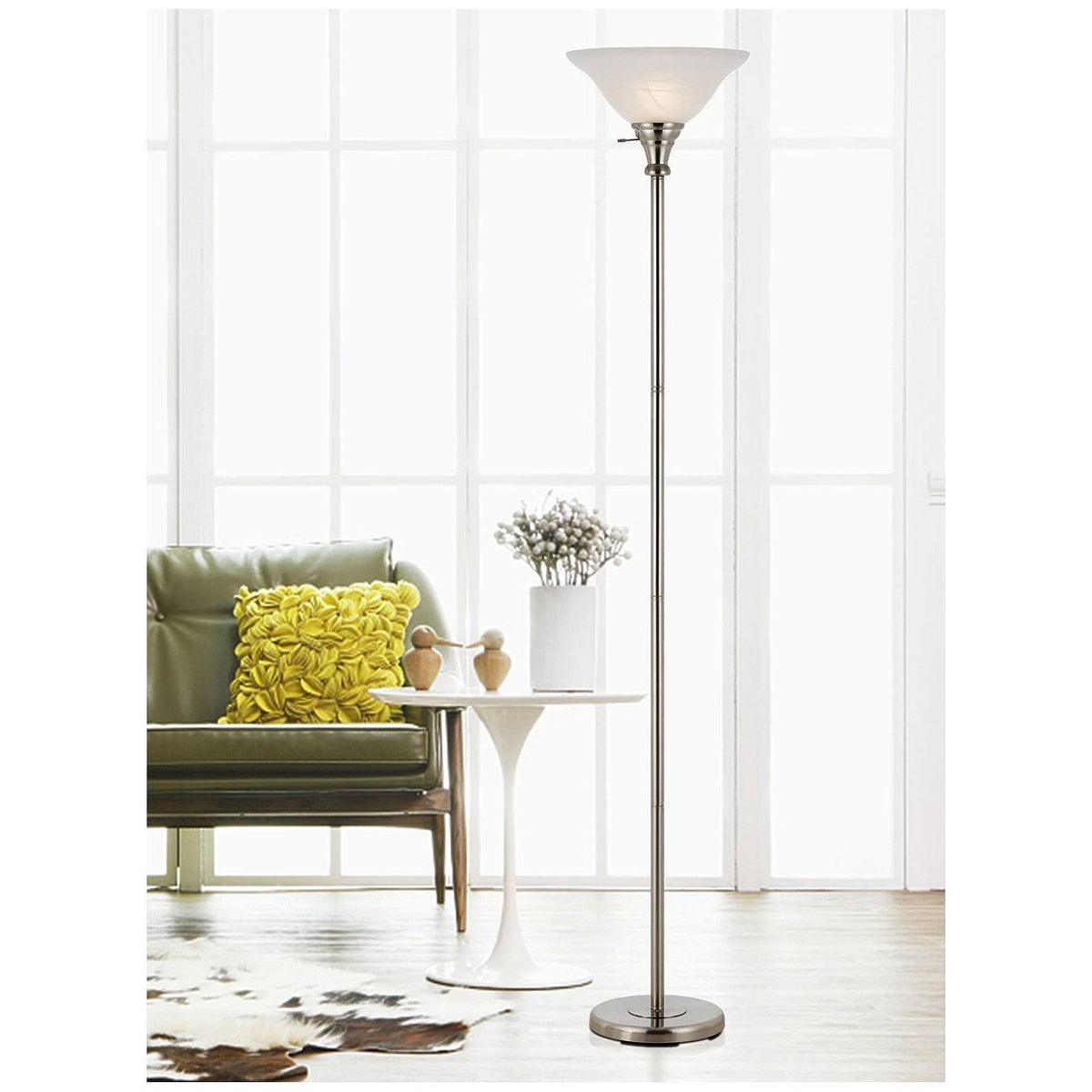 Brushed Steel Metal Torchiere Y80401