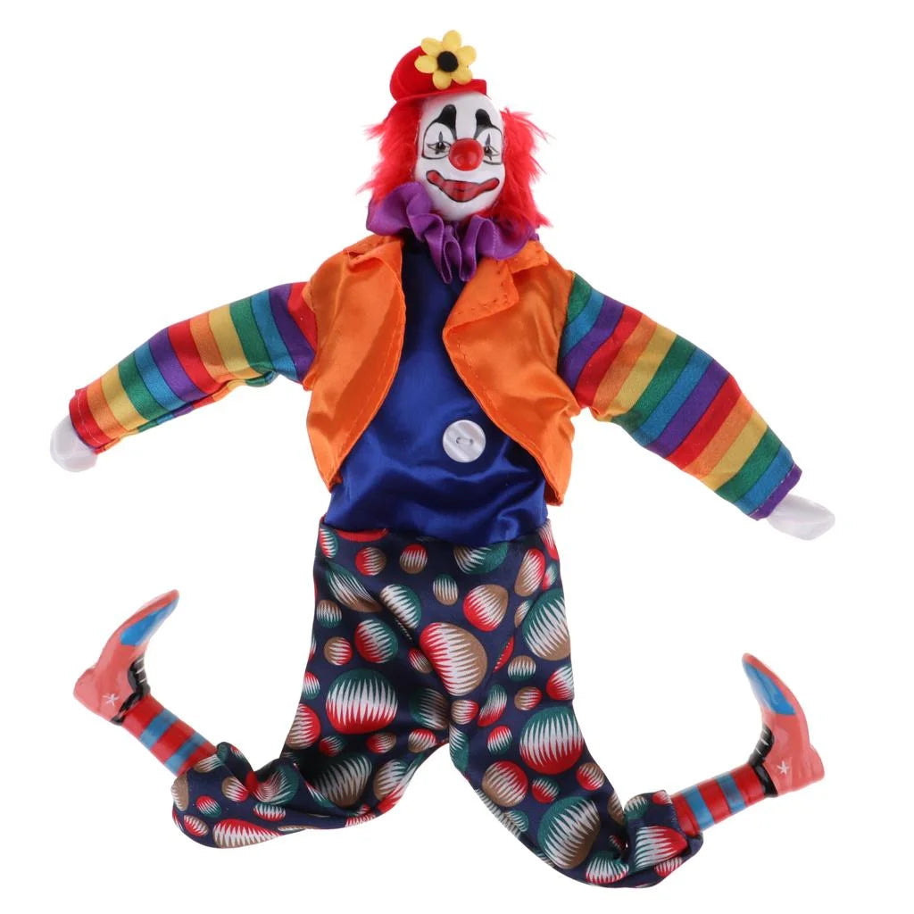 Porcelain Doll Collectibles, Hanging Foot Clown Marionette Puppet Toy, Desktop Decor Ornaments S506065