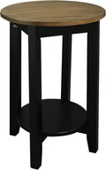 Solid Red Oak Top Round End Table, Two-Tone (Forest Gray, Black) P2633