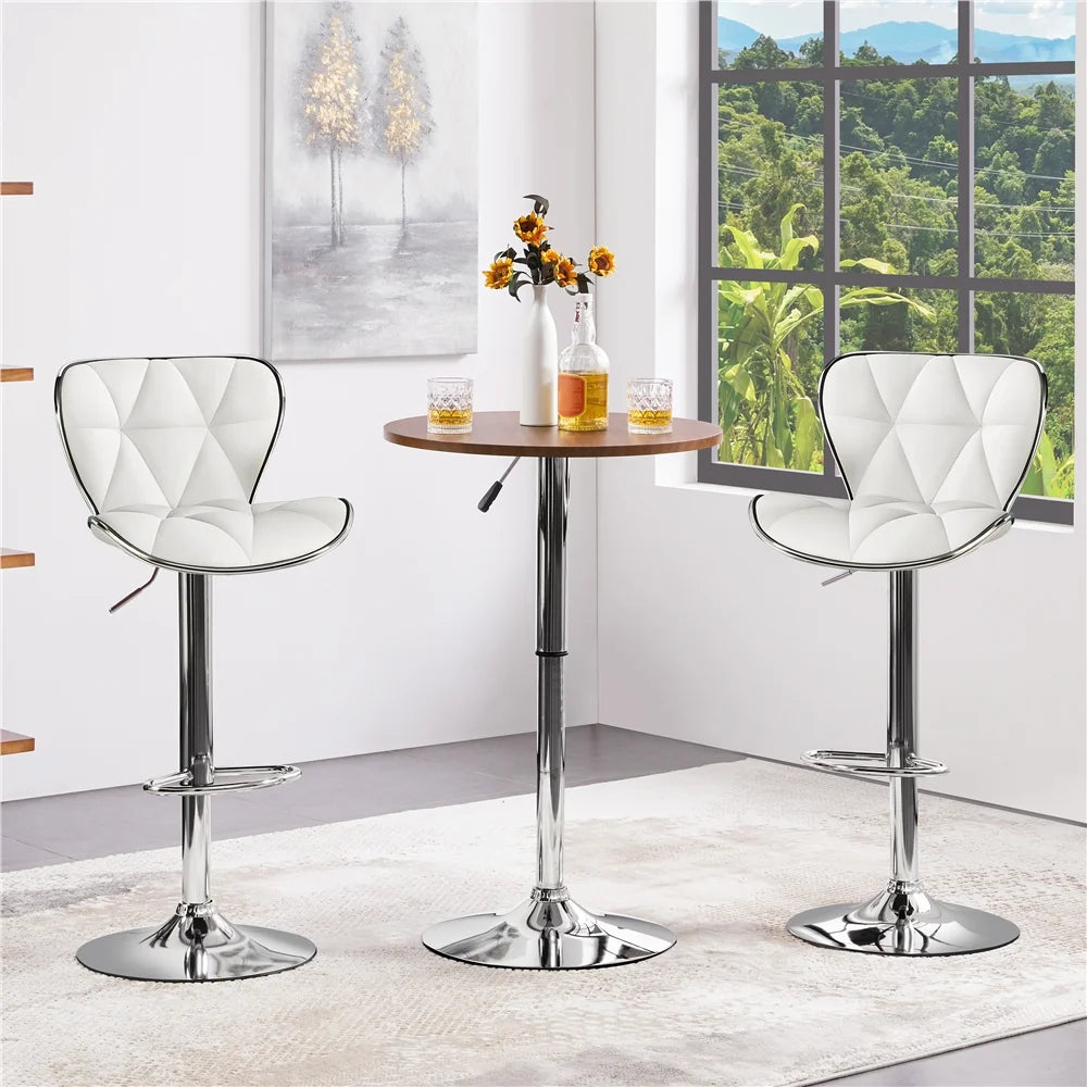 White PU Leather Swivel Bar Stool, Set of 2 Z8923