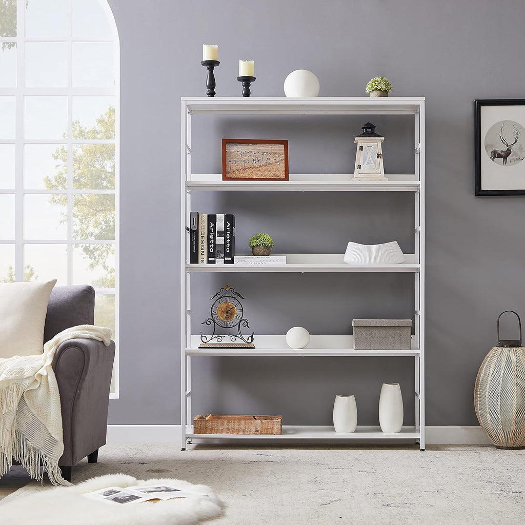 White 5-Tier Wood Bookcase Z4103