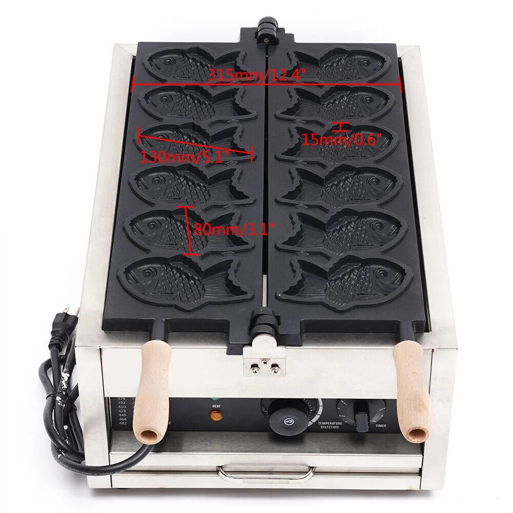 Nonstick Stainless Steel Fish Shape Waffle Iron Baker Machine Y9687